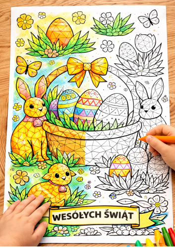 WIELKANOC GEOMETRYCZNA KOLOROWANKA XXL 16 STRON