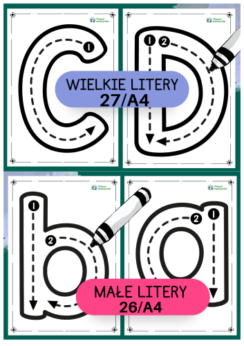 WIELKIE I MAŁE LITERY + CYFRY - 63/A4 PISANIE PO ŚLADZIE 