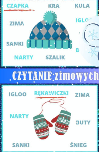 CZYTANIE ZIMOWYCH WYRAZÓW ZIMA 24 KARTY