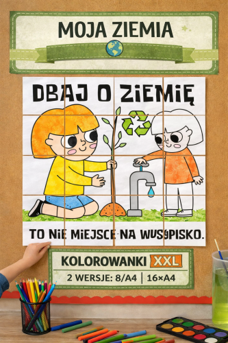 DZIEŃ ZIEMI KOLOROWANKA XXL DBAJ O ZIMIĘ - 2 WERSJE: 8/A4, 16/A4