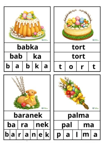 BUDOWANIE WYRAZÓW WIELKANOC 24 SZTUK KOLOROWE