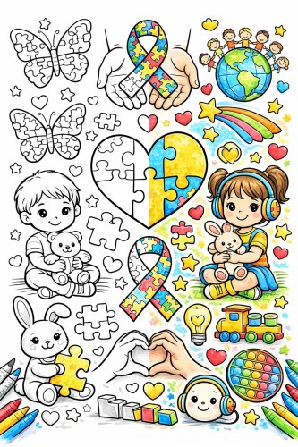 KOLOROWANKA XXL DZIEŃ ŚWIADOMOŚCI AUTYZMU 16 STRON