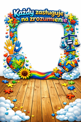 DZIEŃ ŚWIADOMOŚCI AUTYZMU FOTOBUDKA XXL Z HASŁEM KAŻDY ZASŁUGUJE NA ZROZUMIENIE 15 STRON 