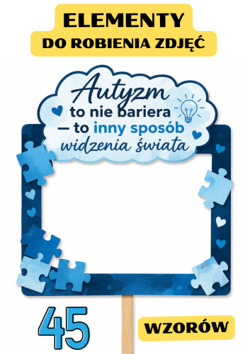 ELEMENTY DO ROBIENIA ZDJĘĆ DZIEŃ ŚWIADOMOŚCI AUTYZMU 45 WZORÓW