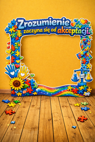 DZIEŃ ŚWIADOMOŚCI AUTYZMU FOTOBUDKA XXL Z HASŁEM 15 STRON 