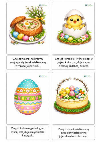 ZABAWA WIELKANOCNA - ZNAJDŹ OBRAZEK, O KTÓRYM MÓWIĘ - 24 OBRAZKI 