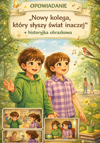 OPOWIADANIE NOWY KOLEGA, KTÓRY SŁYSZY ŚWIAT INACZEJ + HISTORYJKA OBRAZKOWA