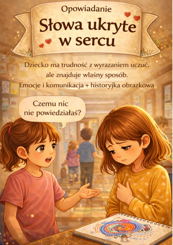OPOWIADANIE "SŁOWA UKRYTE W SERCU." DZIECKO MA TRUDNOŚĆ Z WYRAŻANIEM UCZUĆ , ALE ZNAJDUJE WŁASNY SPOSÓB . EMOCJE I KOMUNIKACJA + HISTORYJKA OBRAZKOWA. 