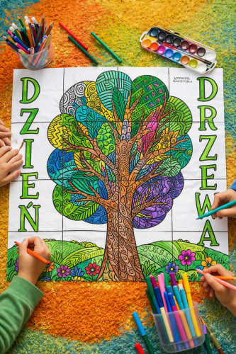 DZIEŃ DRZEWA KOLOROWANKA XXL 9, 16 STRON + GRATIS DRZEWA MANDALE 26/A4