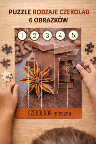 PUZZLE RODZAJE CZEKOLAD 6 WZORÓW