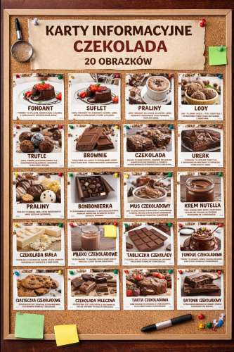 KARTY INFOMRACYJNE CZEKOLADA - 20 OBRAZKÓW