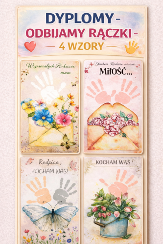 DZIEŃ MAMY I TATY | DYPLOMY - DLA MAMY I TATY ODBIJAMY RĄCZKI 4 WZORY