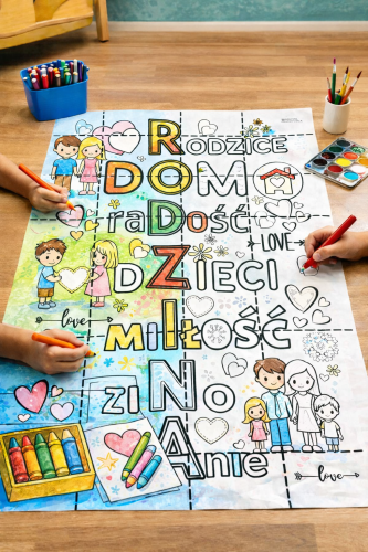 RODZINA - KOLOROWANKI XXL - 2 WERSJE 16 i 21 STRON /A4  