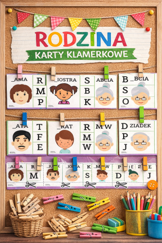 DZIEŃ MAMY I TATY RODZINA KARTY KLAMERKOWE - 16 OBRAZKÓW