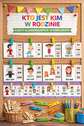 DZIEŃ MAMY I TATY | KTO JEST KIM W RODZINIE -  KARTY KLAMERKOWYCH 14 OBRAZKÓW