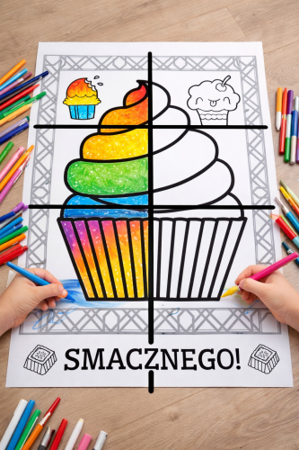 Kolorowanie tęczowego muffinowego deseru.png