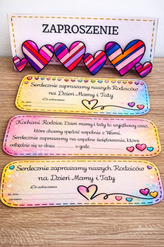 ZAPROSZENIE Z SERCAMI, OBRAZKI DO DEKORACJI I TEKSTY 10 STRON