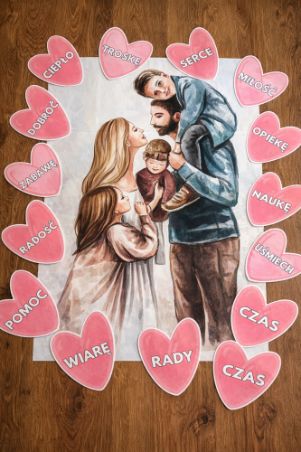 DEKORACJA NA DZIEŃ MAMY I TATY  Z SERDUSZKAMI - 48 STRON 