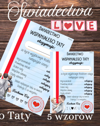 DZIEŃ MAMY I TATY | ŚWIADECTWO WSPANIAŁEGO TATY - 5 WZORÓW