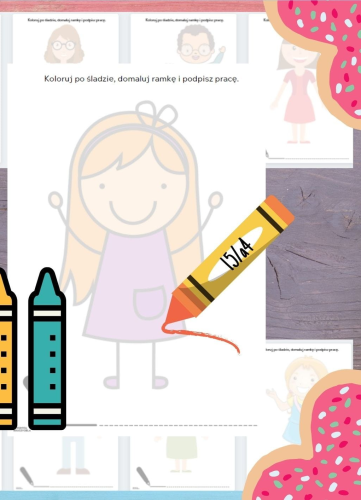 RODZINA - KOLORUJ PO ŚLADZIE - 15 WZORÓW