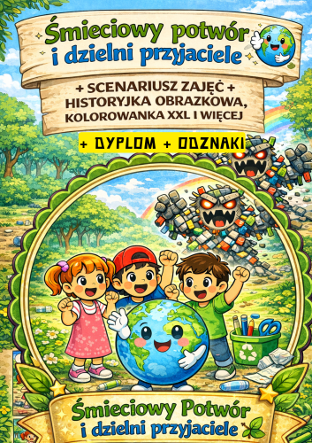 DZIEŃ ZIEMI ŚMIECIOWY POTWÓR I DZIELNI PRZYJACIELE - ZESTAW POMOCY 32 STRONY