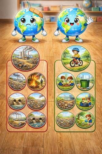 DZIEŃ ZIEMI | SMUTNA I WESOŁA ZIEMIA DOPASUJ OBRAZKI 