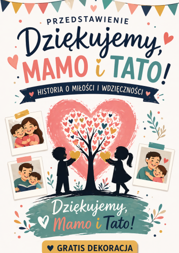 DZIEŃ MAMY I TATY | SCENARIUSZ UROCZYSTOSCI DZIĘKUJEMY MAMO I TATO  + DEKORACJA XXL GRATIS  - 27 STRON 