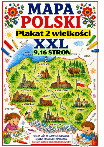 MAPA POLSKI PLAKAT 9 I 16 STRON