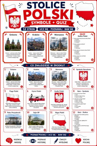 STOLICE POLSKI, SYMBOLE+ QUIZ - 12 STRON 