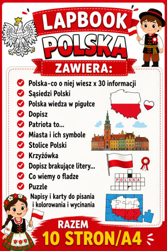 POLSKA LAPBOOK/WKLEJKI DO ZESZYTU - 10 STRON 