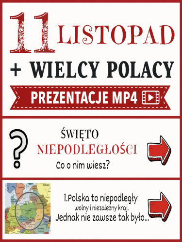 11 LISTOPAD + WIELCY POLACY PREZENTACJE MP4 + WIELCY POLACY KARTY OBRAZKOWE 