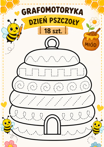 DZIEŃ PSZCZOŁY GRAFOMOTORYKA 18 SZTUK 
