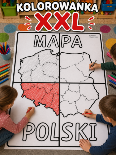 POLSKA  KOLOROWANKA 4 STRONY MAPA POLSKI
