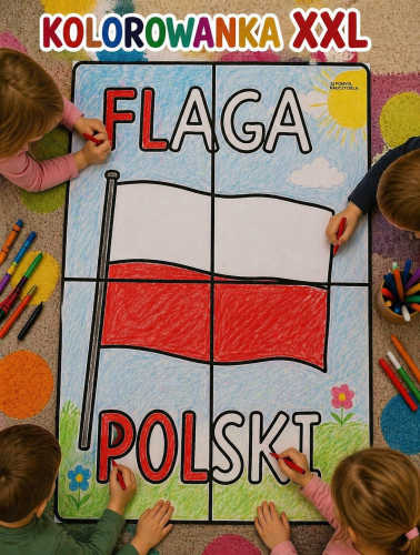 POLSKA  KOLOROWANKA 4 STRONY FLAGA POLSKI