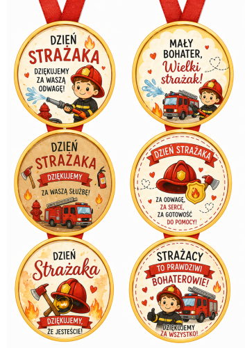 ZESTAW WYDRUKOWANY GOTOWY DO WYSYŁKI MEDALE DZIEŃ STRAŻAKA