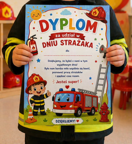 ZESTAW WYDRUKOWANY GOTOWY DO WYSYŁKI DYPLOM DZIEŃ STRAŻAKA 