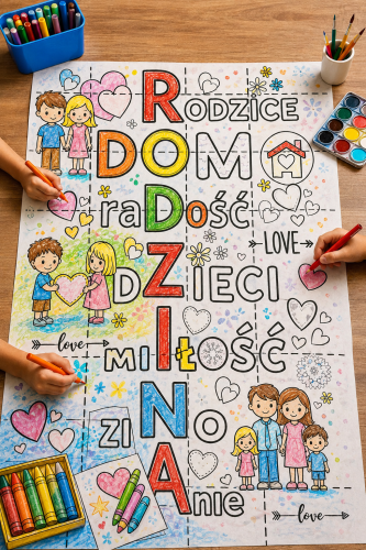 RODZINA - KOLOROWANKI XXL - 2 WERSJE 16 i 21 STRON /A4  