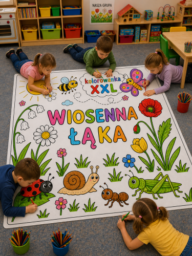 ZESTAW WYDRUKOWANY GOTOWY DO WYSYŁKI  KOLOROWANKA XXL WIOSENNA ŁĄKA 16 STRON