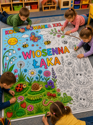 ZESTAW WYDRUKOWANY GOTOWY DO WYSYŁKI  KOLOROWANKA XXL WIOSENNA ŁĄKA DLA STARSZYCH -16 STRON