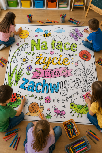 ZESTAW WYDRUKOWANY GOTOWY DO WYSYŁKI KOLOROWANKA XXLNA ŁĄCE ŻYCIE NAS ZACHWYCA 16 STRON