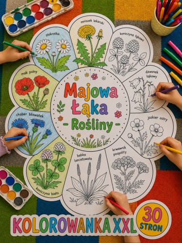 KOLOROWANKA XXL MAJOWA ŁĄKA ROŚLINY 30 STRON     