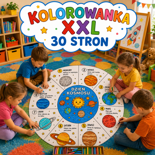 DZIEŃ KOSMOSU KOLOROWANKA XXL 30 STRON