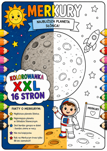 DZIEŃ KOSMOSU KOLOROWANKA XXL 16 STRON MERKURY 