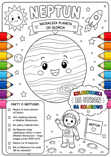 DZIEŃ KOSMOSU KOLOROWANKA XXL 16 STRON NEPTUN