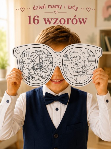 DZIEŃ MAMY I TATY OKULARY 16 WZORÓW DO KOLOROWANIA I WYCINANIA