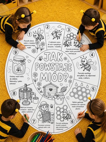 JAK POWSTAJE MIÓD KOLOROWANKA XXL 16 STRON + WKLEJKA DO ZESZYTU A4