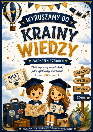 WYRUSZAMY DO KRAINY WIEDZY - SCENARIUSZ ZAKOŃCZENIA PRZEDSZKOLA/ ZERÓWKI ROLE DLA 25 DZIECI 