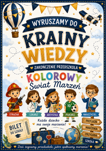 WYRUSZAMY DO KRAINY WIEDZY - SCENARIUSZ ZAKOŃCZENIA PRZEDSZKOLA/ ZERÓWKI ROLE DLA 25 DZIECI   