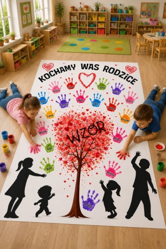 DEKORACJA NA DZIEŃ MAMY I TATY DO ODBICIA RĄCZEK 15 STRON/A4