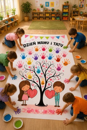DEKORACJA NA DZIEŃ MAMY I TATY DO ODBICIA RĄCZEK 15 STRON/A4 